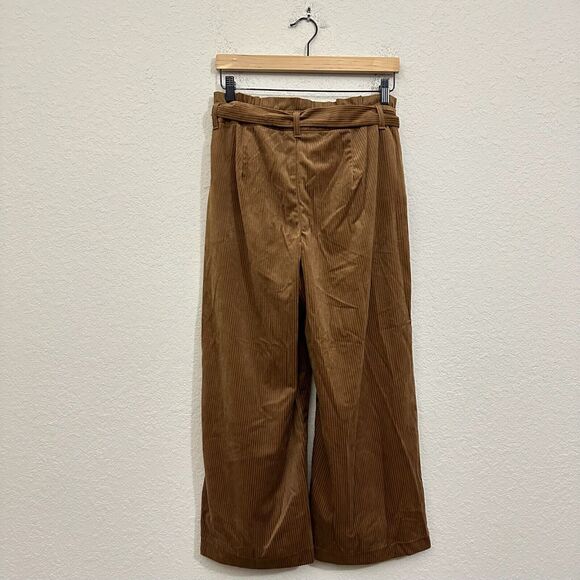 NWT VERO MODA Londyn Paperbag Corduroy Culottes Belted in Camel Tan Preppy - Picture 2 of 16